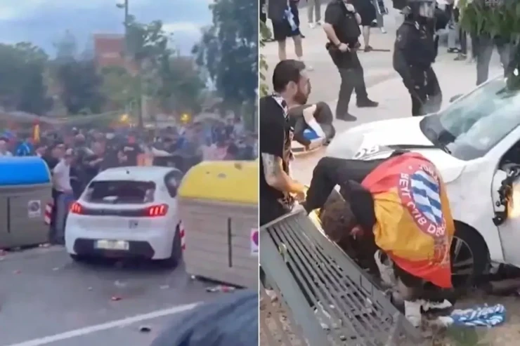 Car Runs Over Fans Before "Barcelona" Game - VIDEO